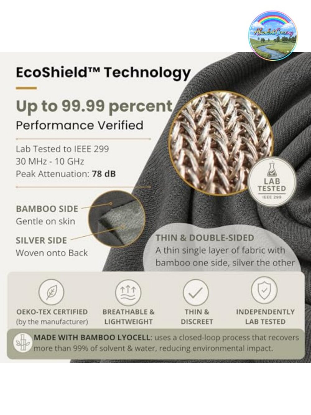 EMF Slouch Beanie with EcoShield Liner Organic Cotton Bamboo Blend